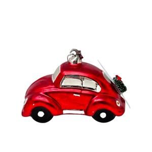Dept 56 Mercury Glass VW Beetle Bug Car Christmas Ornament w/ Original Box Red